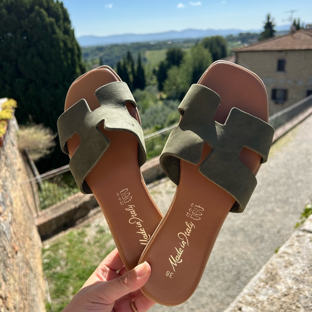 Olive Italian Suede Sandals